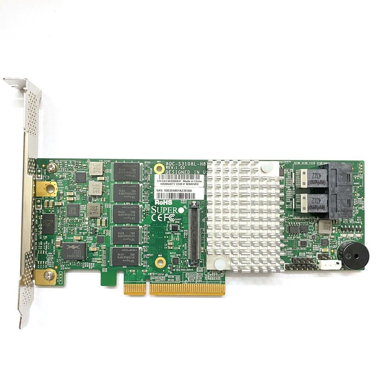 Supermicro AOCS3108LH8iR 12Gb/s 8Port SAS SATA RAID Controller w/ 2