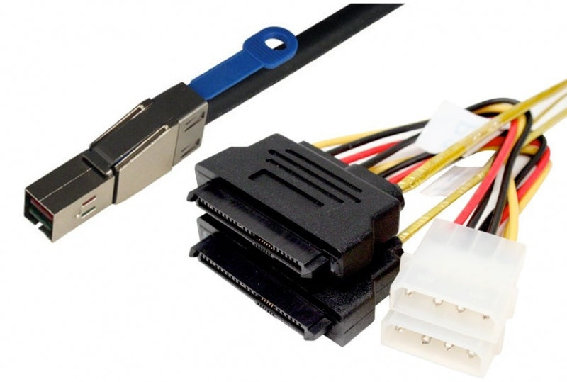 TMC C5529X2 SFF-644 to (2) SFF-8482 External HD MiniSAS to SAS DRIVE X2 Cable with 4-Pin Power