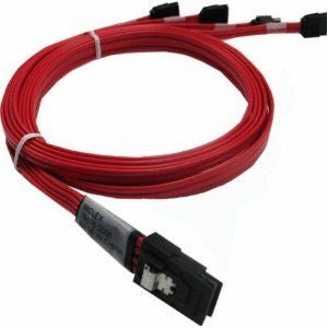 Amphenol / Adaptec CBL-00079-01-A-R SFF-8087 to (4) 7-Pin SATA Fanout Cable with Sideband. 0.5M