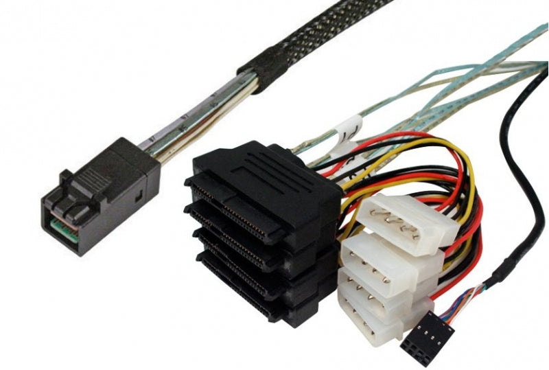 TMC I3529 SFF-8643 to (4) SFF-8482 Internal HD MiniSAS to SAS Drive x4 Cable. Premium Quality.