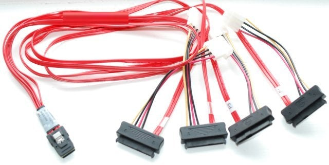LSI 07-00021-01 / 74562-7500 Int. MiniSAS SFF-8087 to (4) SFF-8482 29pin SAS Drive with 4-pin Power