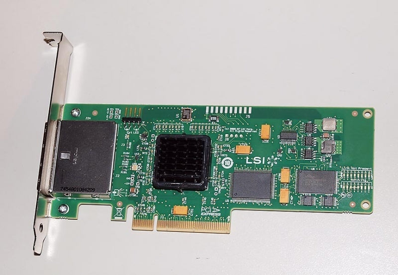 LSI SAS 3801E External 8-Port (2x SFF-8088) PCI-E 3GB/s Mini SAS Host Bus Adapter. Card Only