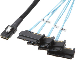 MiniSAS to 4-Drive SAS SATA Fanout Cable with SATA Power connectors. 3.3FT / 1-Meter