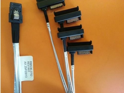Int. miniSAS SFF-8087 to (4) SFF-8482 connectors with SATA power SAS SATA Hard Drive Cable.  0.75m